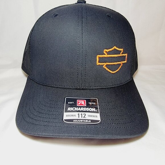 Bar and Shield Motorcycle Harley Curved Bill Snapback Direct Embroidered Cap - Picture 2 of 6